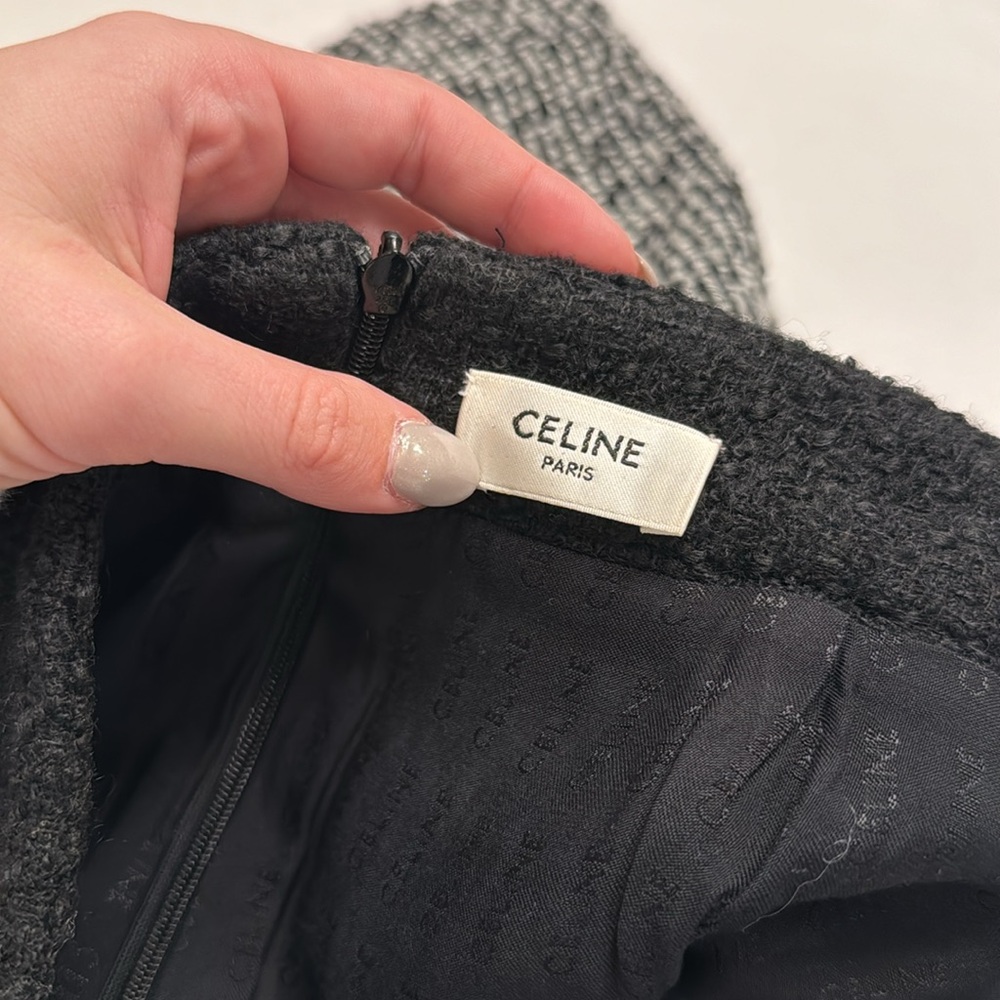 Celine Wool Mini Skirt with Gold Detail - Picture 5 of 7